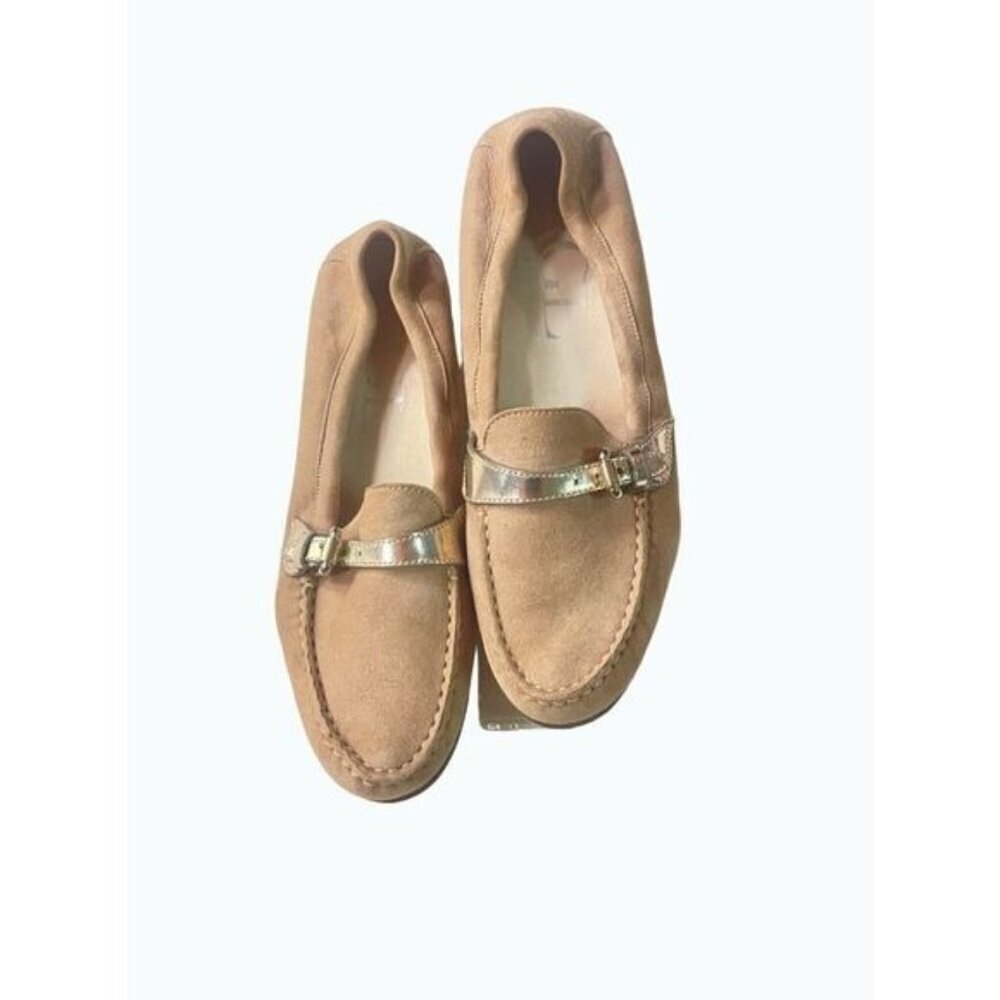 AGL Attilio Giusti Leombruni Buckle Moccasin Tan Suede Loafer Flat EU 38.5 US 6 - Picture 1 of 8